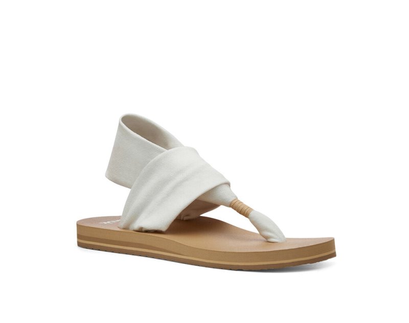 Sanuk Sling St Vegan Women's Sandals White / Brown | Canada 89WNB